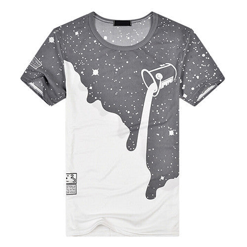 New and fashion Men's Fashion Summer Milk Poured Pattern Printed Short Sleeve Round Neck T-shirt - CelebritystyleFashion.com.au online clothing shop australia