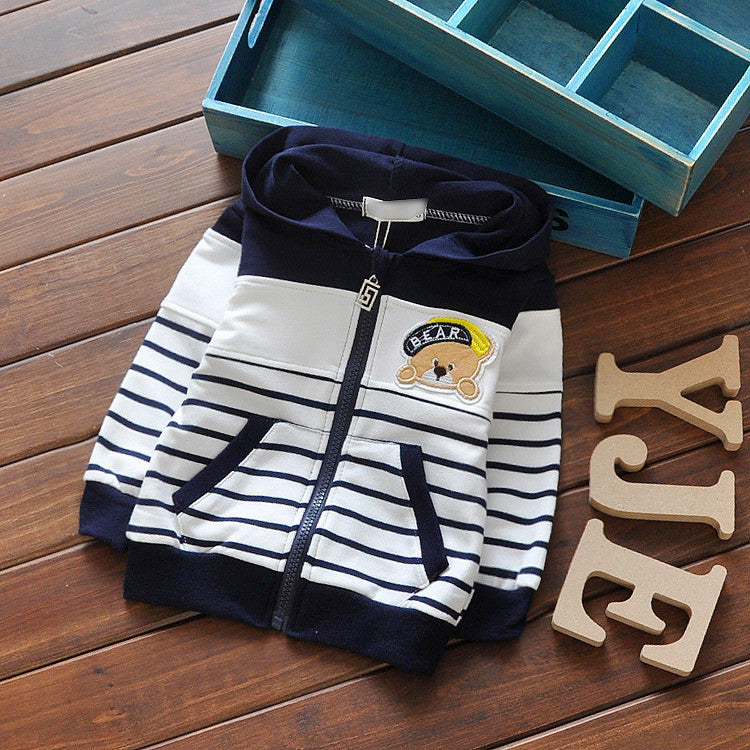 spring baby boys girls long sleeve coat children hoodded stripe sport outwear kids cartoon outdoor sweater - CelebritystyleFashion.com.au online clothing shop australia