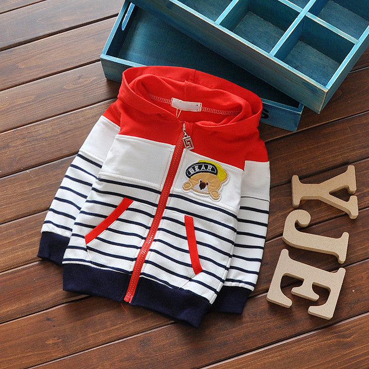 spring baby boys girls long sleeve coat children hoodded stripe sport outwear kids cartoon outdoor sweater - CelebritystyleFashion.com.au online clothing shop australia
