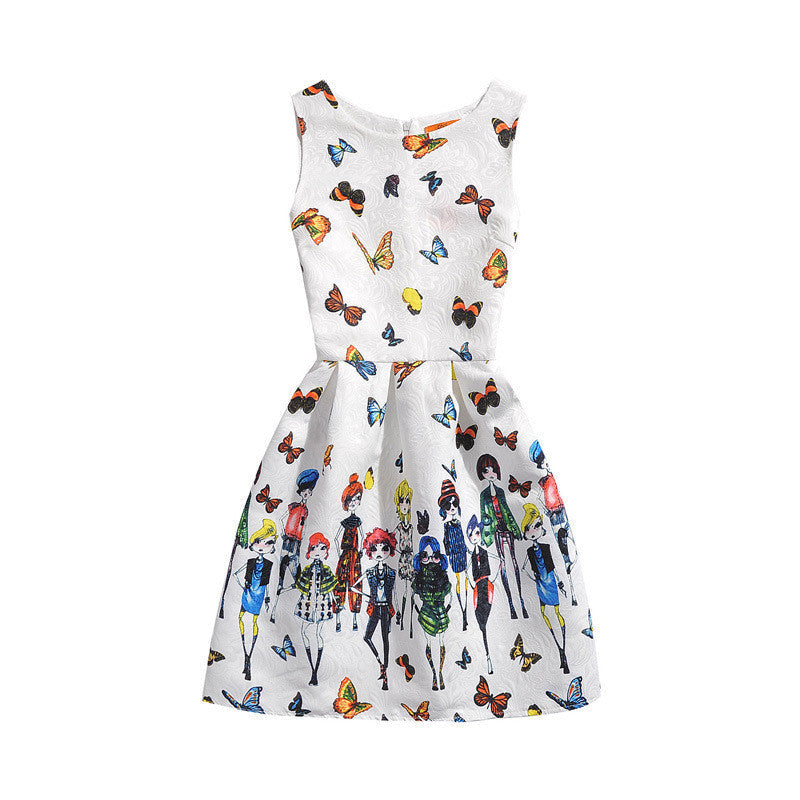 Summer Dress Fashion Print Flower Vest Girls Dresses Brand Designer Princess Party For Baby Kids Clothes Girl Dress Vestido - CelebritystyleFashion.com.au online clothing shop australia