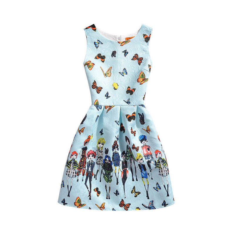 Summer Dress Fashion Print Flower Vest Girls Dresses Brand Designer Princess Party For Baby Kids Clothes Girl Dress Vestido - CelebritystyleFashion.com.au online clothing shop australia