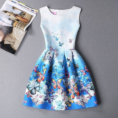Summer Dress Fashion Print Flower Vest Girls Dresses Brand Designer Princess Party For Baby Kids Clothes Girl Dress Vestido - CelebritystyleFashion.com.au online clothing shop australia