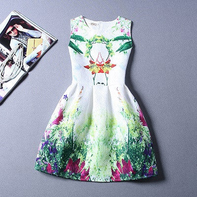 Summer Dress Fashion Print Flower Vest Girls Dresses Brand Designer Princess Party For Baby Kids Clothes Girl Dress Vestido - CelebritystyleFashion.com.au online clothing shop australia