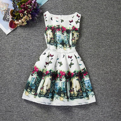Summer Dress Fashion Print Flower Vest Girls Dresses Brand Designer Princess Party For Baby Kids Clothes Girl Dress Vestido - CelebritystyleFashion.com.au online clothing shop australia