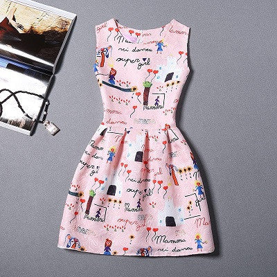 Summer Dress Fashion Print Flower Vest Girls Dresses Brand Designer Princess Party For Baby Kids Clothes Girl Dress Vestido - CelebritystyleFashion.com.au online clothing shop australia