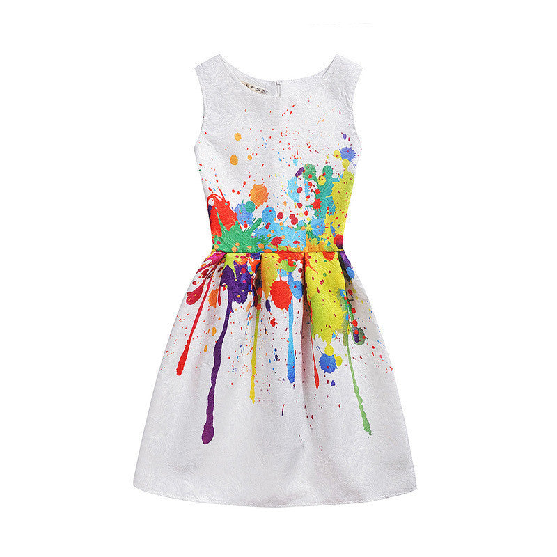 Summer Dress Fashion Print Flower Vest Girls Dresses Brand Designer Princess Party For Baby Kids Clothes Girl Dress Vestido - CelebritystyleFashion.com.au online clothing shop australia