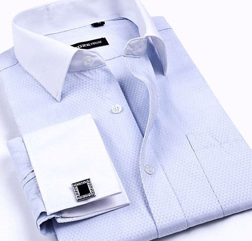 Striped Shirt Men New Mens Dress Shirt French Cuff Tailored Slim Fit Free Long Sleeve Shirt For Cufflinks Camisa - CelebritystyleFashion.com.au online clothing shop australia