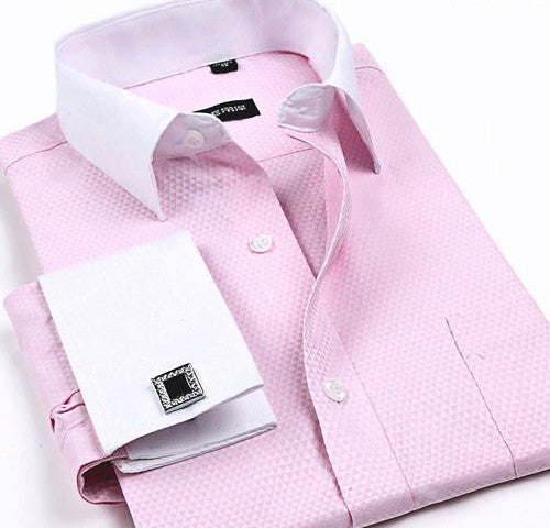 Striped Shirt Men New Mens Dress Shirt French Cuff Tailored Slim Fit Free Long Sleeve Shirt For Cufflinks Camisa - CelebritystyleFashion.com.au online clothing shop australia