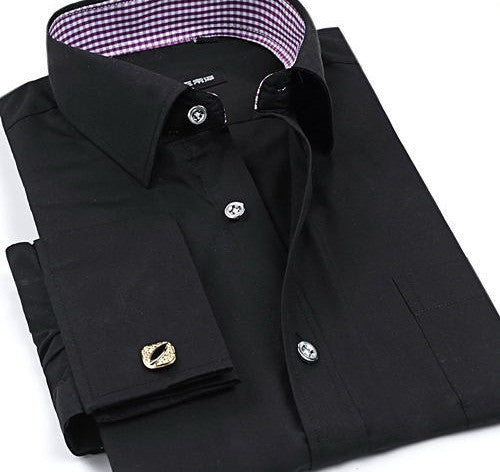 Striped Shirt Men New Mens Dress Shirt French Cuff Tailored Slim Fit Free Long Sleeve Shirt For Cufflinks Camisa - CelebritystyleFashion.com.au online clothing shop australia