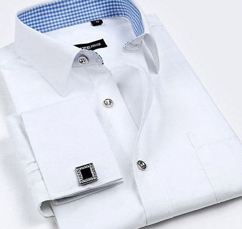 Striped Shirt Men New Mens Dress Shirt French Cuff Tailored Slim Fit Free Long Sleeve Shirt For Cufflinks Camisa - CelebritystyleFashion.com.au online clothing shop australia