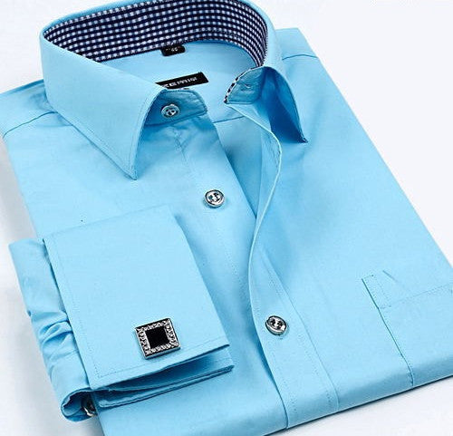 Striped Shirt Men New Mens Dress Shirt French Cuff Tailored Slim Fit Free Long Sleeve Shirt For Cufflinks Camisa - CelebritystyleFashion.com.au online clothing shop australia