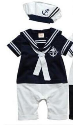 Retail New fashion Summer Newborn navy style baby romper suit kids boys girls rompers+hat body summer short-sleeve sailor suit - CelebritystyleFashion.com.au online clothing shop australia