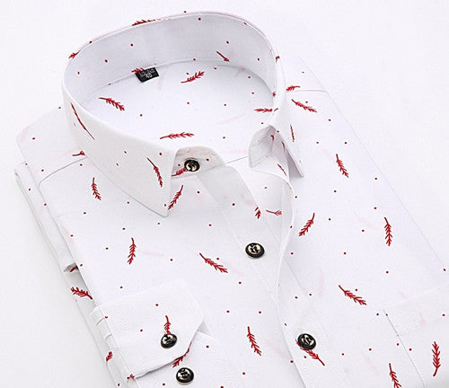 New Spring Men Casual Shirts Fashion Long Sleeve Brand Printed Button-Up Formal Business Polka Dot Floral Men Dress Shirt - CelebritystyleFashion.com.au online clothing shop australia