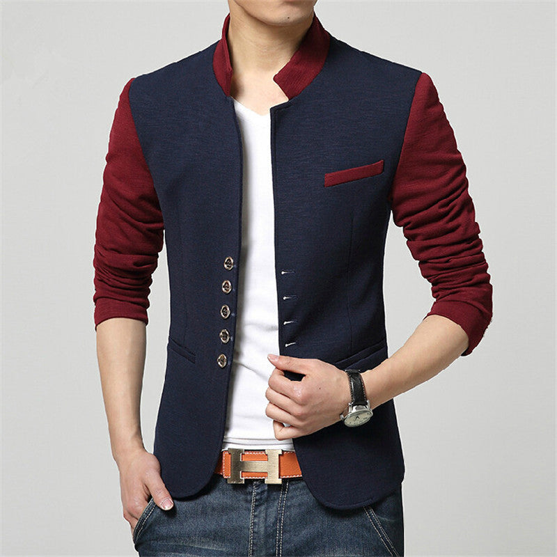 Blazer Men Collar Suit Mens Summer Blazer Casual Jacket Men Fashion Patchwork Brand Clothing Veste Homme Q50-Dollar Bargains Online Shopping Australia
