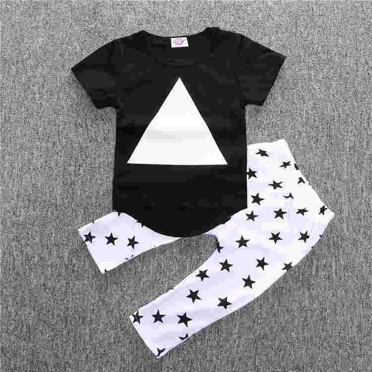 OneToo New kids baby summer sets newborn cotton short sleeved dots monster cutce cartoon T-shirt + pants children suit 0-3Y 1079 - CelebritystyleFashion.com.au online clothing shop australia