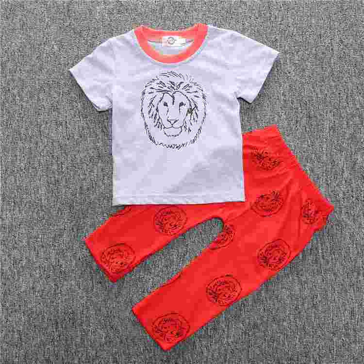 OneToo New kids baby summer sets newborn cotton short sleeved dots monster cutce cartoon T-shirt + pants children suit 0-3Y 1079 - CelebritystyleFashion.com.au online clothing shop australia