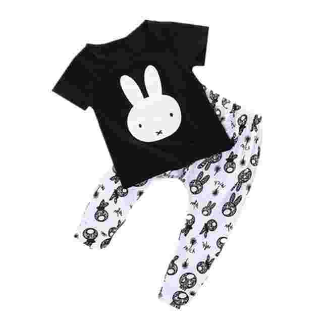 OneToo New kids baby summer sets newborn cotton short sleeved dots monster cutce cartoon T-shirt + pants children suit 0-3Y 1079 - CelebritystyleFashion.com.au online clothing shop australia