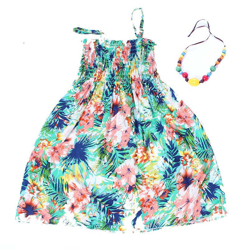 Summer kids clothing girls New 2-11Y children beach dresses for girls fashion bohemian style girls dresses free necklace - CelebritystyleFashion.com.au online clothing shop australia