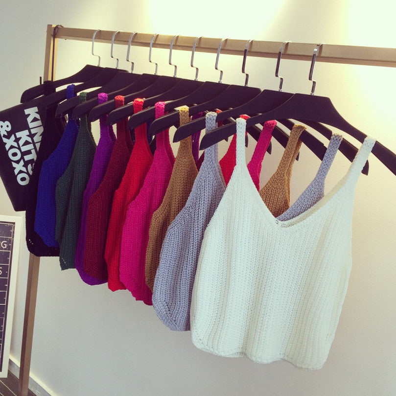 New Summer Sexy Women Crochet Bralette Knitting Cotton White Cropped Black Women Casual Crop Top Vest Tank Tees - CelebritystyleFashion.com.au online clothing shop australia