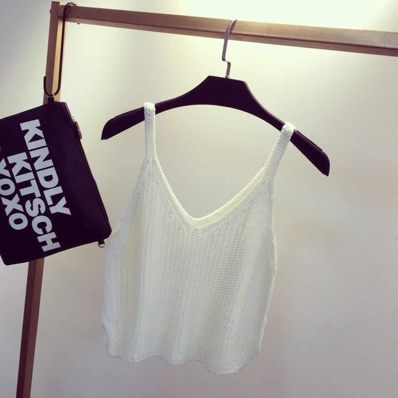 New Summer Sexy Women Crochet Bralette Knitting Cotton White Cropped Black Women Casual Crop Top Vest Tank Tees - CelebritystyleFashion.com.au online clothing shop australia
