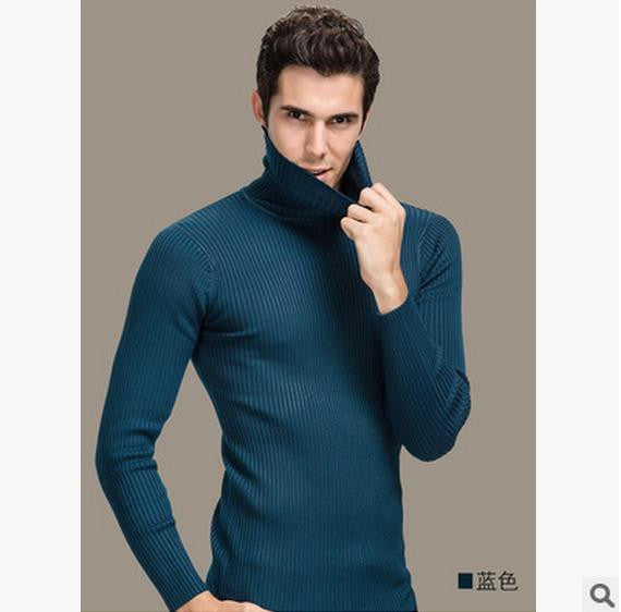 Winter turtleneck sweater male thickening slim sweater pure wool sweater basic polo-necked collar shirt - CelebritystyleFashion.com.au online clothing shop australia