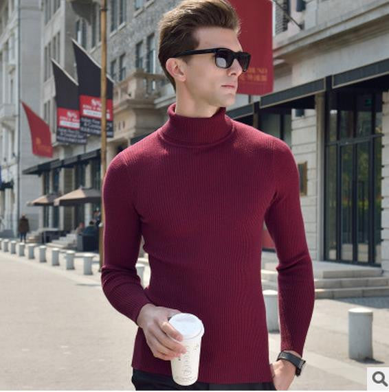 Winter turtleneck sweater male thickening slim sweater pure wool sweater basic polo-necked collar shirt - CelebritystyleFashion.com.au online clothing shop australia