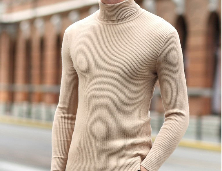 Winter turtleneck sweater male thickening slim sweater pure wool sweater basic polo-necked collar shirt - CelebritystyleFashion.com.au online clothing shop australia