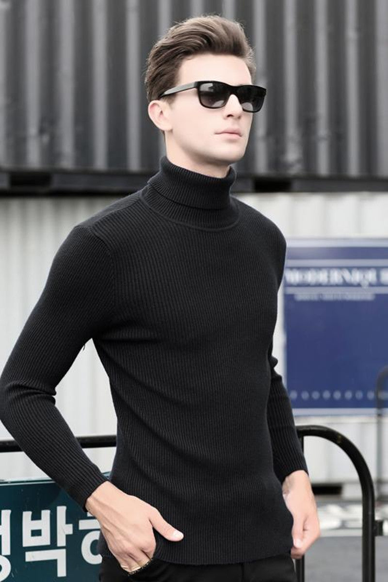 Winter turtleneck sweater male thickening slim sweater pure wool sweater basic polo-necked collar shirt - CelebritystyleFashion.com.au online clothing shop australia