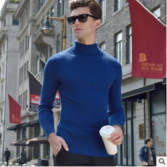 Winter turtleneck sweater male thickening slim sweater pure wool sweater basic polo-necked collar shirt - CelebritystyleFashion.com.au online clothing shop australia