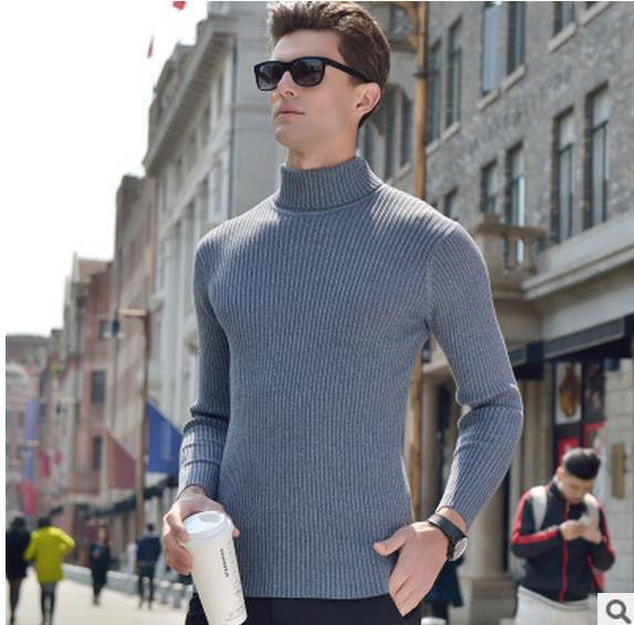 Winter turtleneck sweater male thickening slim sweater pure wool sweater basic polo-necked collar shirt - CelebritystyleFashion.com.au online clothing shop australia