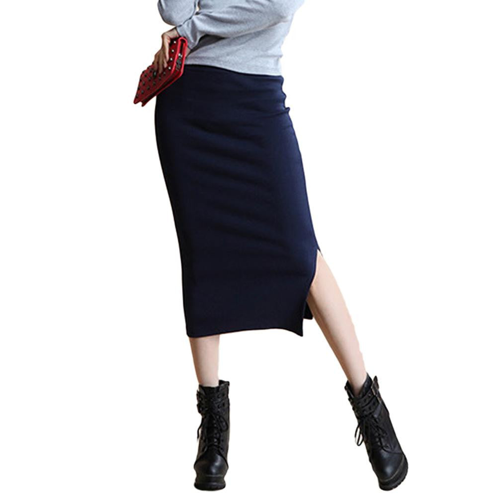 Summer Sexy Chic Pencil Skirts Office Look knitting Mid-Calf Solid Skirt Casual Slim Hip Women ladies skirts Saias Feminino Y3-Dollar Bargains Online Shopping Australia