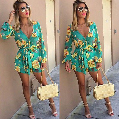 Women Ladies Clubwear V Neck Playsuit Bodycon Party Jumpsuit&Romper Trousers FFS-Dollar Bargains Online Shopping Australia