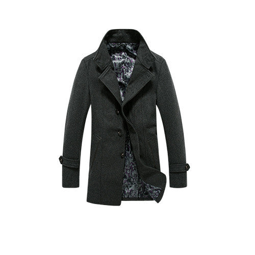 Brand Winter Mens Coat Wool Blend Long Solid Mens Clothing Fashion Casual Mens Blend GQ16-537 - CelebritystyleFashion.com.au online clothing shop australia