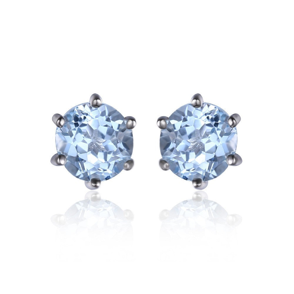 Natural Blue Topaz Earrings Stud Genuine 925 Sterling Silver Jewelry New Women Jewelry Outstanding Fine Jewelry - CelebritystyleFashion.com.au online clothing shop australia