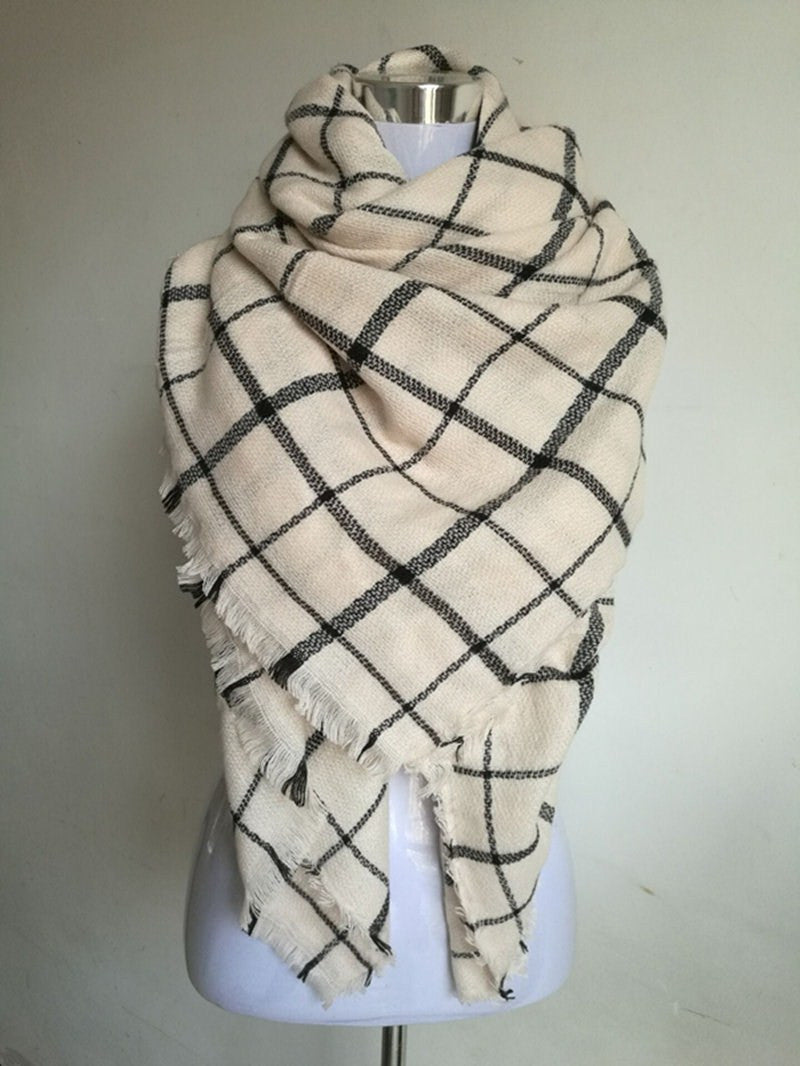 za Winter Tartan Scarf Desigual Plaid Scarf New Designer Unisex Acrylic Basic Shawls Women's Scarves za scarf - CelebritystyleFashion.com.au online clothing shop australia