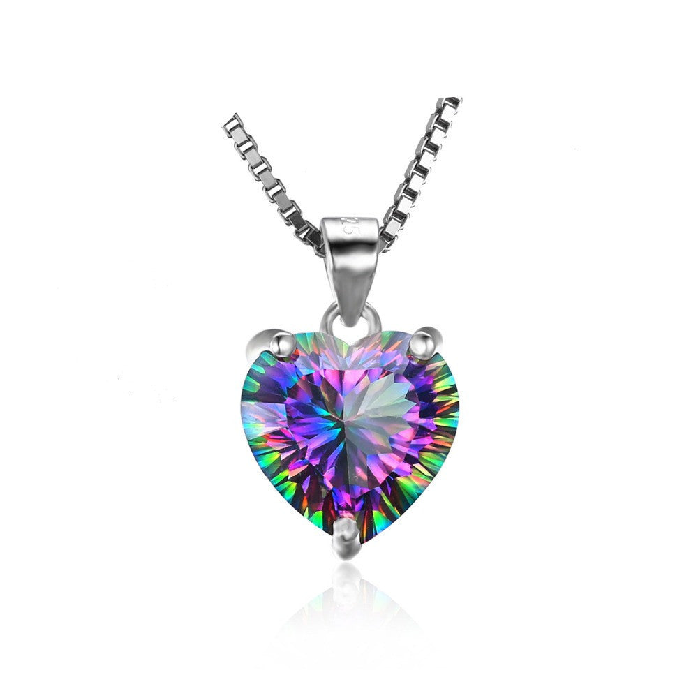 4ct Genuine Rainbow Fire Mystic Topaz Pendant Solid 925 Sterling Silver Vintage Jewelry Heart Pendant Brand New - CelebritystyleFashion.com.au online clothing shop australia