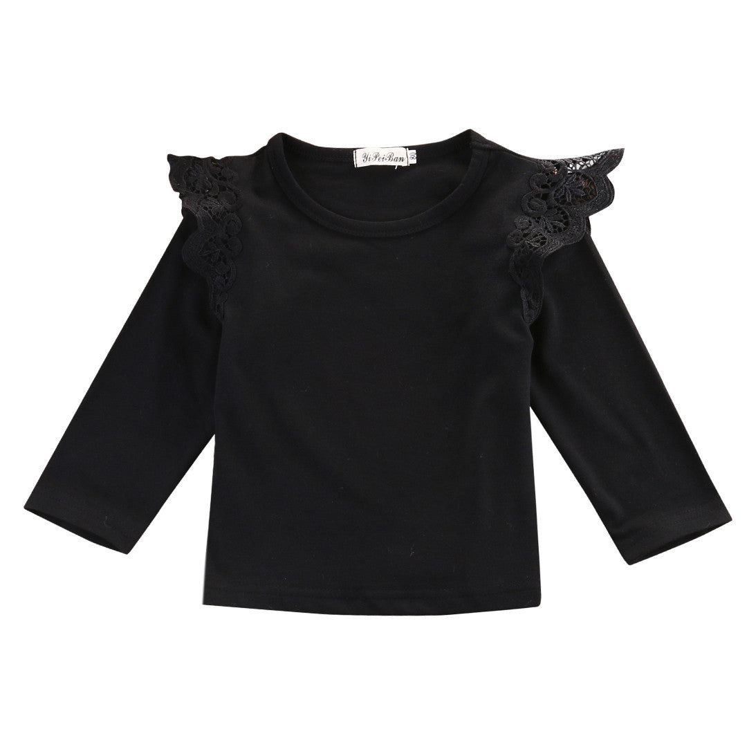 Autumn Newborn Baby Girls Toddler Kids Clothes Cotton Lace Flying Long Sleeve T-shirts Tops Outfit Blouse - CelebritystyleFashion.com.au online clothing shop australia