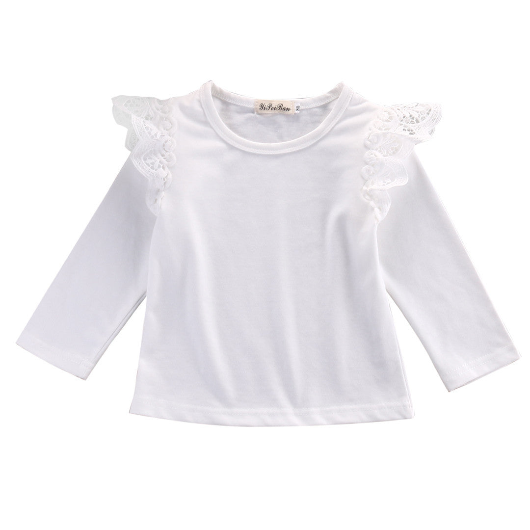 Autumn Newborn Baby Girls Toddler Kids Clothes Cotton Lace Flying Long Sleeve T-shirts Tops Outfit Blouse - CelebritystyleFashion.com.au online clothing shop australia