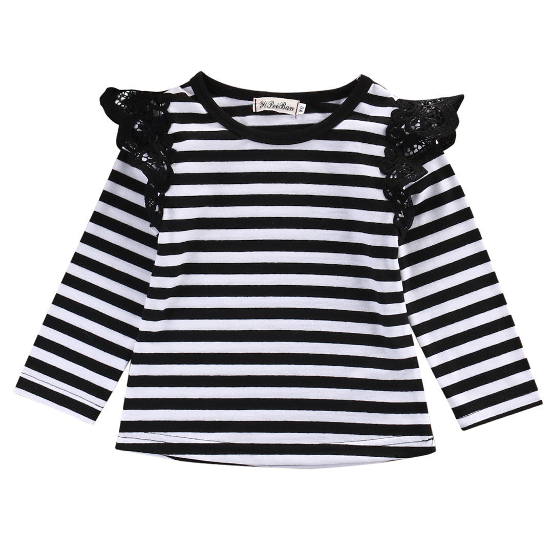 Autumn Newborn Baby Girls Toddler Kids Clothes Cotton Lace Flying Long Sleeve T-shirts Tops Outfit Blouse - CelebritystyleFashion.com.au online clothing shop australia