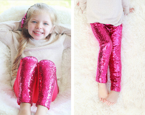 Girls Sequin Pants Rose Gold Sequin leggings Sparkle Pants Glitter leggings girl's sequin bottoms - CelebritystyleFashion.com.au online clothing shop australia