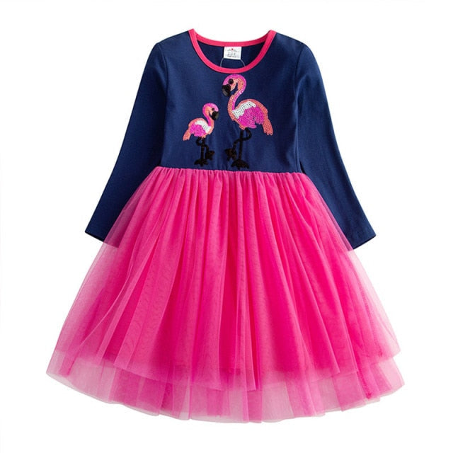 Long Sleeve Girls Dresses Unicorn Kids Dress For Girls 2019 Christmas Children Clothing Cotton Toddler Princess Dress 3-8Y