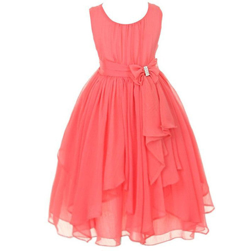 Girl Dress for Wedding Irregular Ruffled Summer Party Princess Dresses Chiffon Children Clothing Kids clothes - CelebritystyleFashion.com.au online clothing shop australia