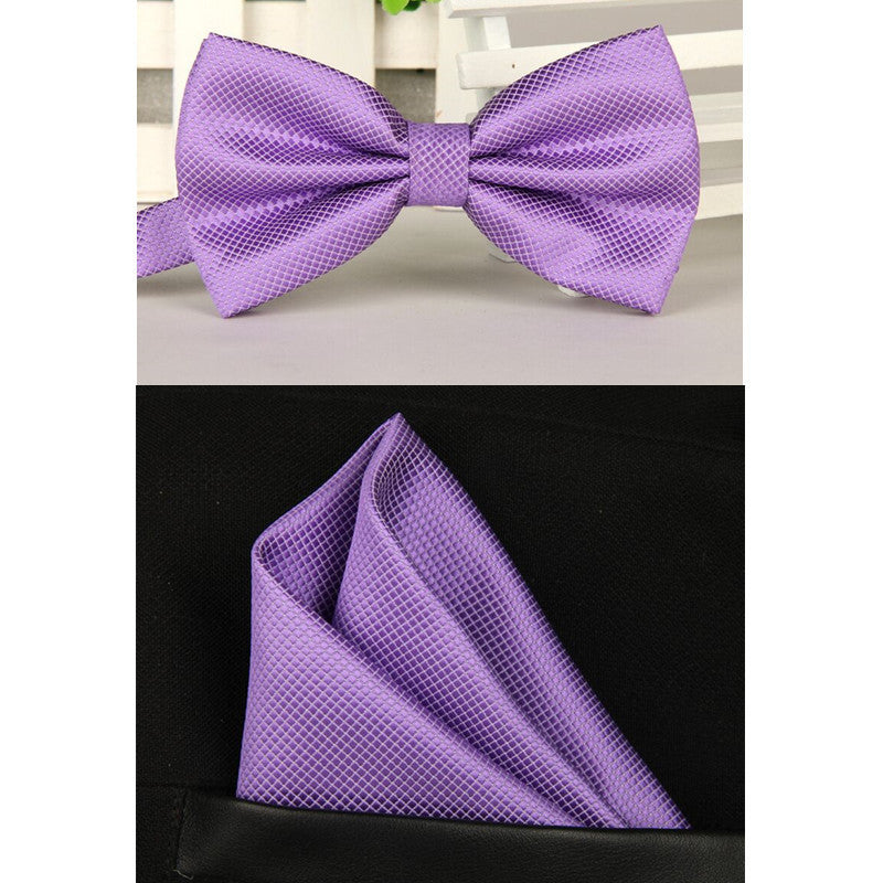 100% silk Solid bowtie men vintage purple black yellow silver wedding bow tie pocket square handkerchief set lote - CelebritystyleFashion.com.au online clothing shop australia