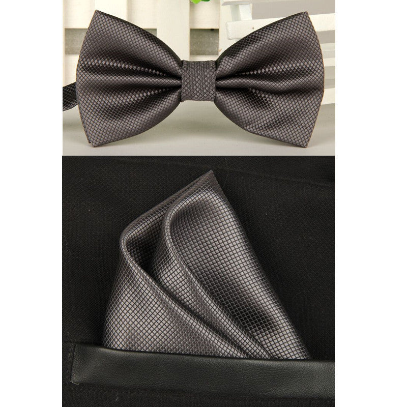 100% silk Solid bowtie men vintage purple black yellow silver wedding bow tie pocket square handkerchief set lote - CelebritystyleFashion.com.au online clothing shop australia