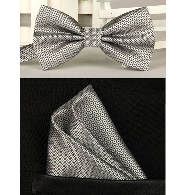 100% silk Solid bowtie men vintage purple black yellow silver wedding bow tie pocket square handkerchief set lote - CelebritystyleFashion.com.au online clothing shop australia