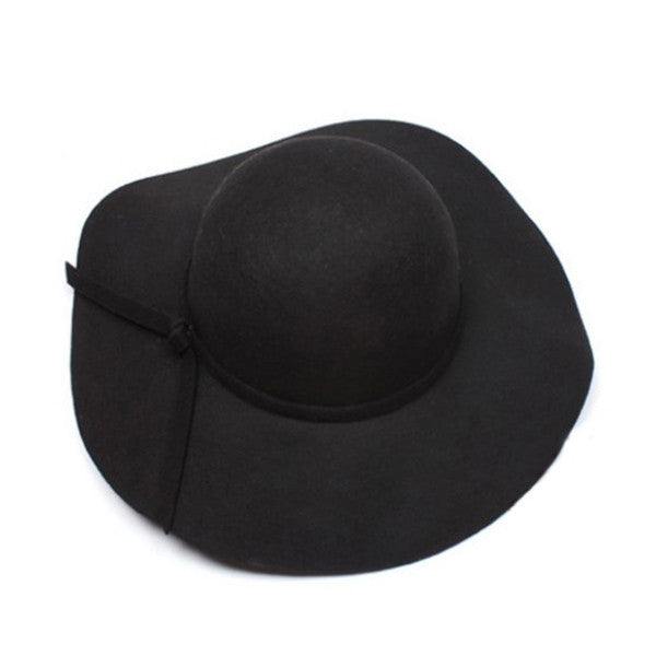 Vintage Women's Lady Snapback Cap Wide Brim Wool Felt Bowler Hat Sun Bowknot Black/Wine Red/Coffee/Light Camel Casquette Gorras - CelebritystyleFashion.com.au online clothing shop australia