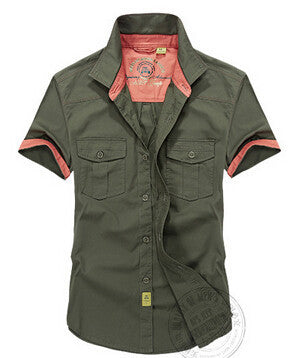 Original Brand AFS Jeep Mens shirts Short sleeve Top quality 100% cotton Plus Size Loose men's shirt Summer Style Military - CelebritystyleFashion.com.au online clothing shop australia