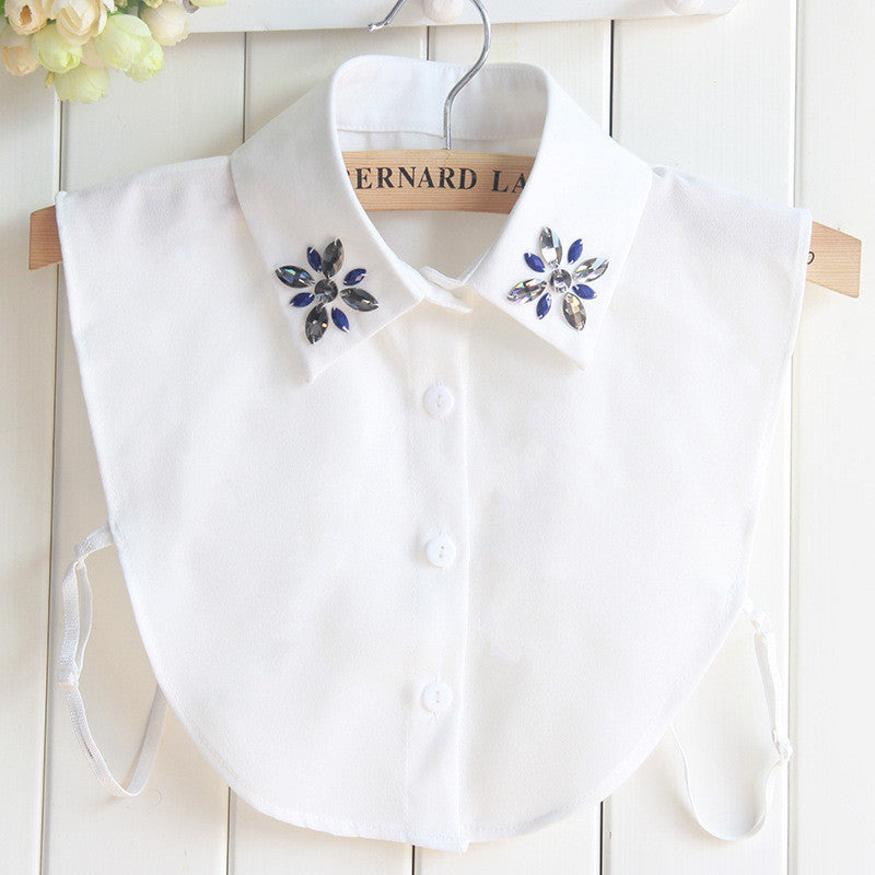 False collar women Grey Diamond Detachable Shirt Sweater Fake collar Korean Elegant diamond crystal pearl Cotton Shirt lapel HY - CelebritystyleFashion.com.au online clothing shop australia