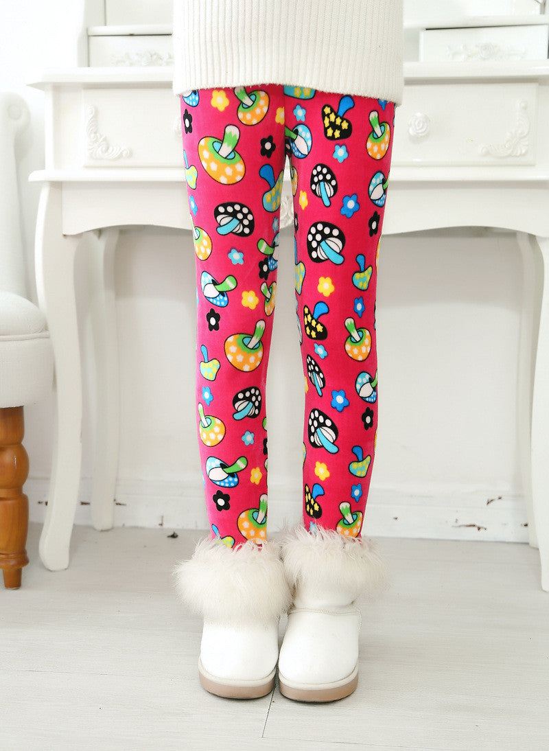 Plus Velvet Winter Girls Pants Thick Girls Warm Pants Floral Print Kids Baby Girls Pants For Girls Elastic Winter Trousers - CelebritystyleFashion.com.au online clothing shop australia