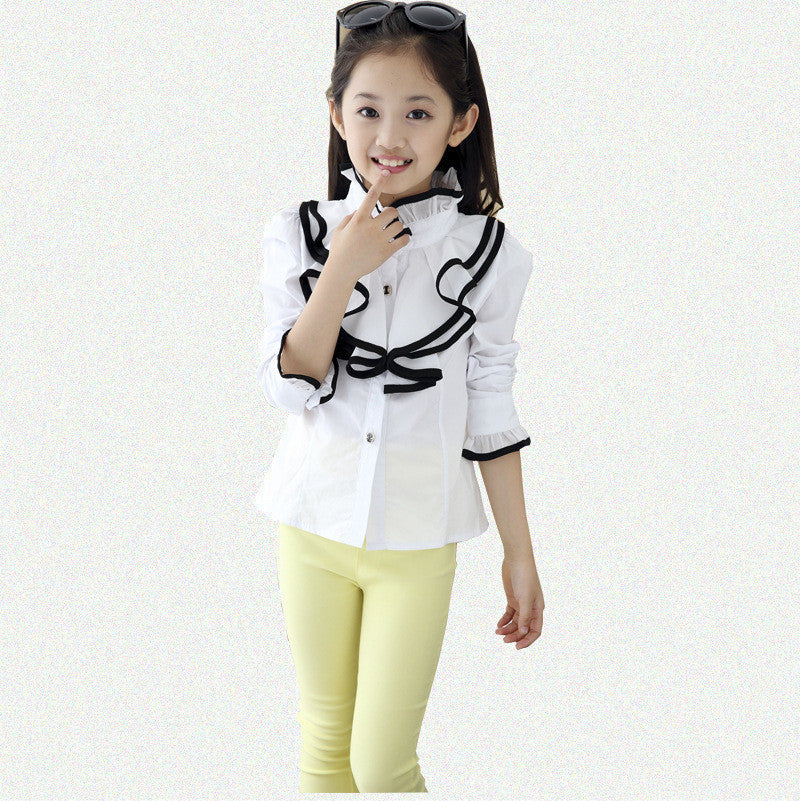 Kids White Polo Blouses & Shirts For Girls Cotton Casual Long Sleeve Roupa Infantil Rose Red - CelebritystyleFashion.com.au online clothing shop australia